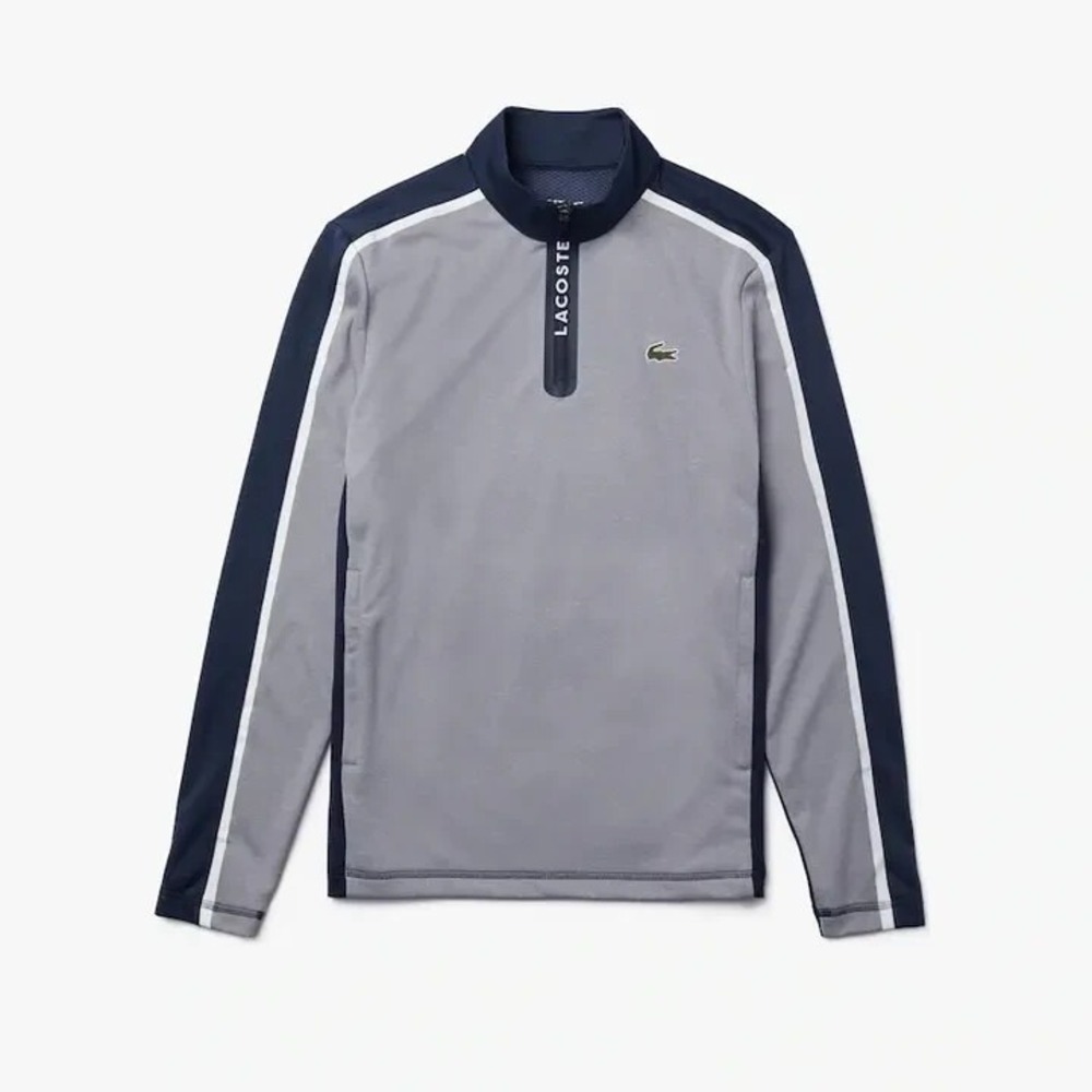 Lacoste Sport 1/4 Zip Pullover Mens M Grey Excellent Performance Golf Sweatshirt
